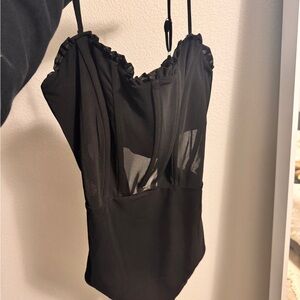 Princess Polly Black Zip-Up bodysuit